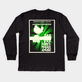 Woodstock 1969 Peace Love Bird Poster White Kids Long Sleeve T-Shirt